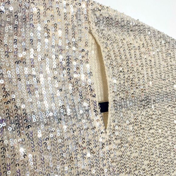Open Edit Champagne Sequin Mesh Sleeveless Top - Picture 5 of 9